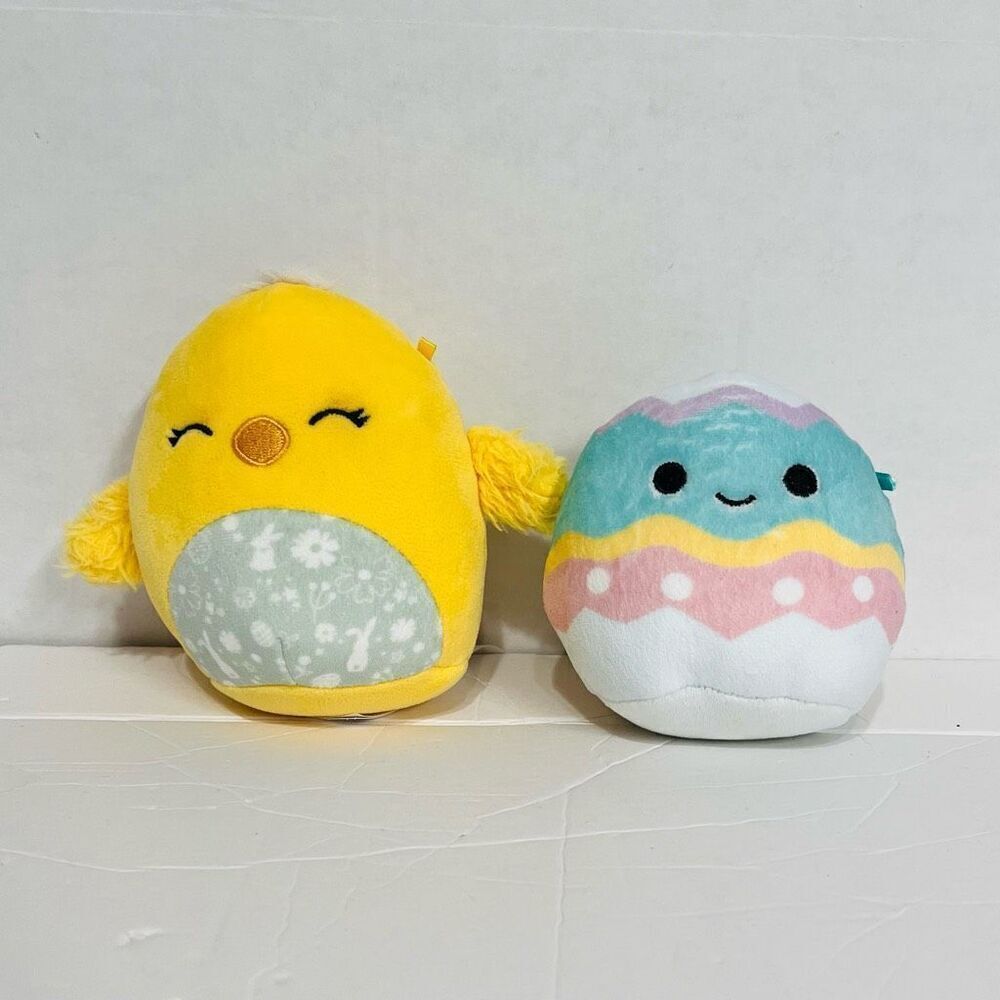 Squishmallows Egbert The Easter Egg And Aimee The Chick With Floral Belly   4.5”